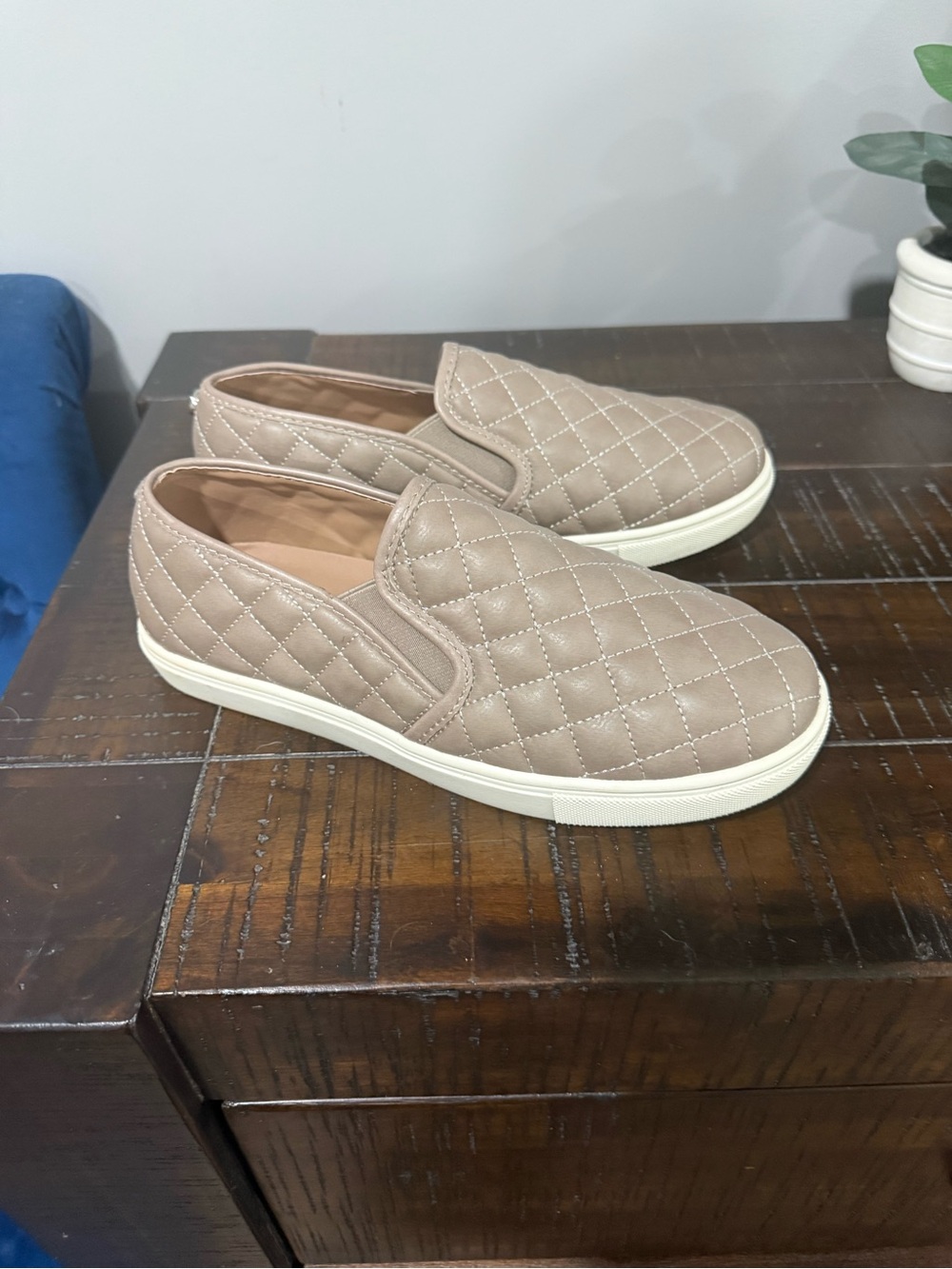 Steve Madden Quilted Slip-On Sneakers in Taupe